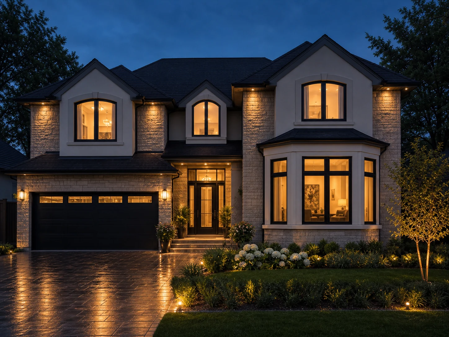 Mississauga home featuring a projecting three-panel bay window